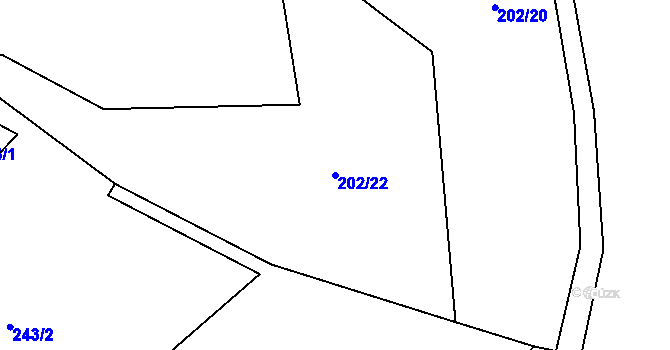 Parcela st. 202/22 v KÚ Úhelnice, Katastrální mapa