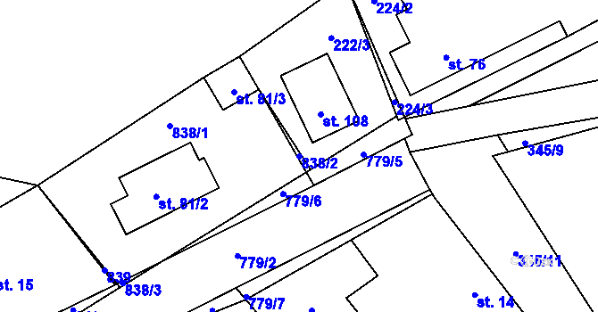 Parcela st. 838/2 v KÚ Úhelnice, Katastrální mapa