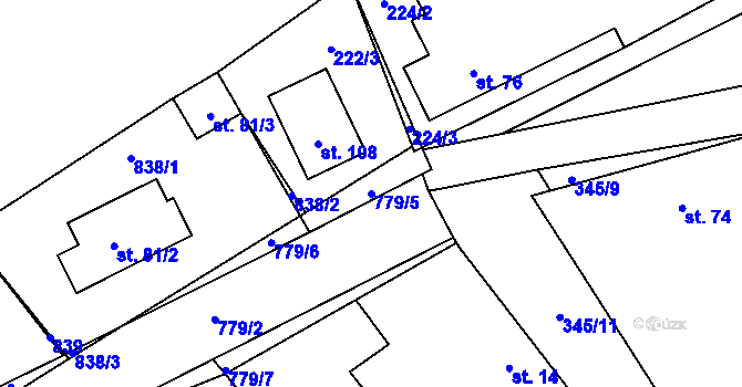 Parcela st. 779/5 v KÚ Úhelnice, Katastrální mapa