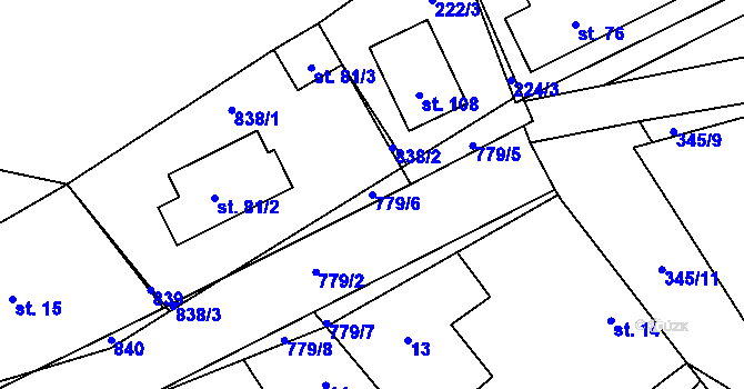 Parcela st. 779/6 v KÚ Úhelnice, Katastrální mapa