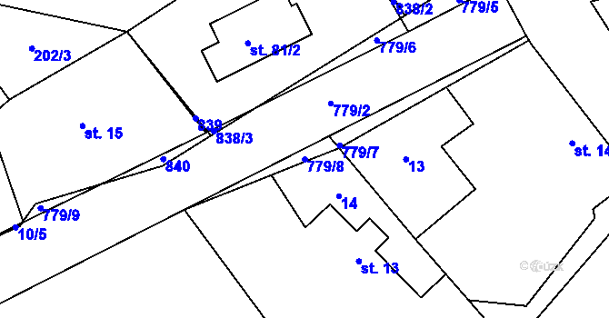 Parcela st. 779/8 v KÚ Úhelnice, Katastrální mapa