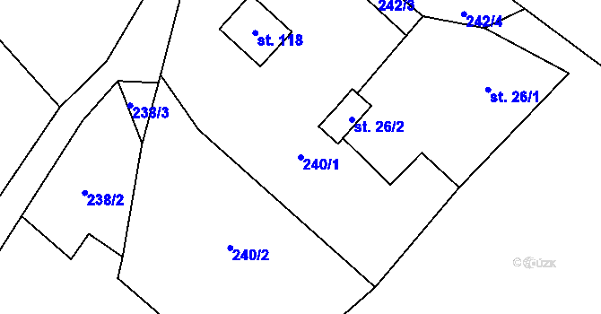 Parcela st. 240/1 v KÚ Úhelnice, Katastrální mapa