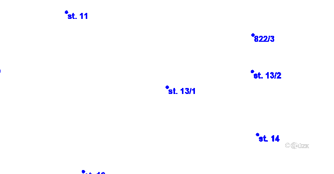 Parcela st. 13/1 v KÚ Úherce, Katastrální mapa
