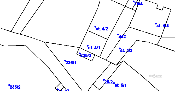 Parcela st. 4/1 v KÚ Úherčice, Katastrální mapa