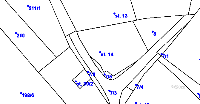 Parcela st. 14 v KÚ Úherčice, Katastrální mapa