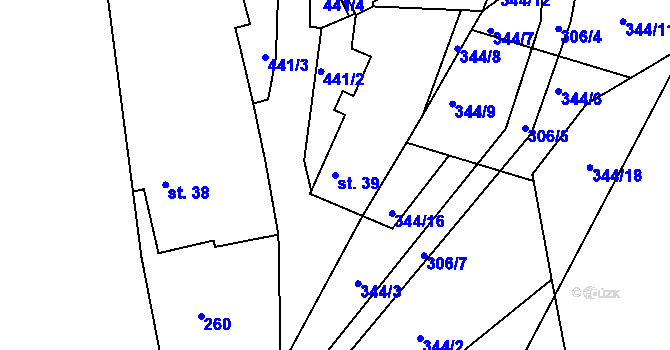 Parcela st. 39 v KÚ Úherčice, Katastrální mapa