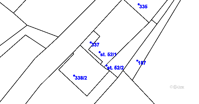 Parcela st. 52/1 v KÚ Úherčice, Katastrální mapa
