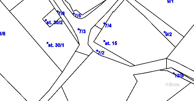 Parcela st. 7/2 v KÚ Úherčice, Katastrální mapa