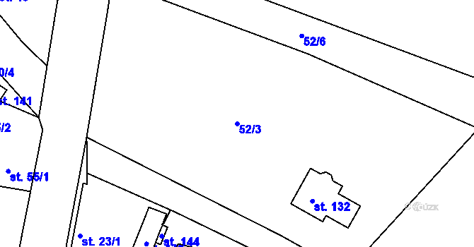 Parcela st. 52/3 v KÚ Úherčice, Katastrální mapa