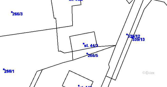 Parcela st. 44/3 v KÚ Úherčice, Katastrální mapa