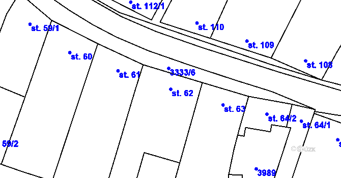 Parcela st. 62 v KÚ Uherčice u Hustopečí, Katastrální mapa