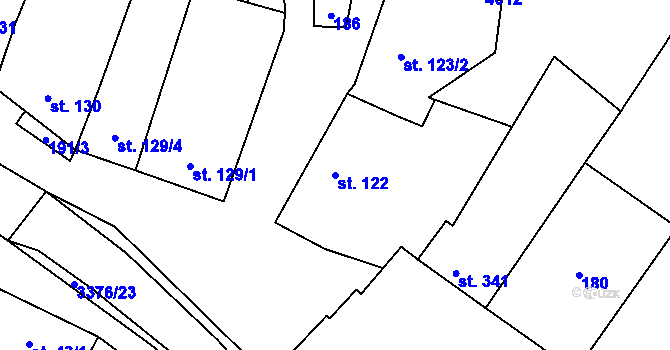 Parcela st. 122 v KÚ Uherčice u Hustopečí, Katastrální mapa