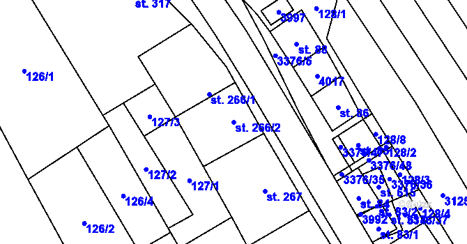 Parcela st. 266/2 v KÚ Uherčice u Hustopečí, Katastrální mapa