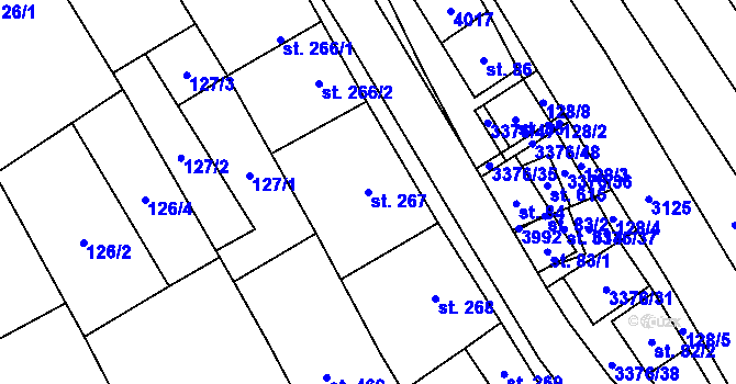Parcela st. 267 v KÚ Uherčice u Hustopečí, Katastrální mapa