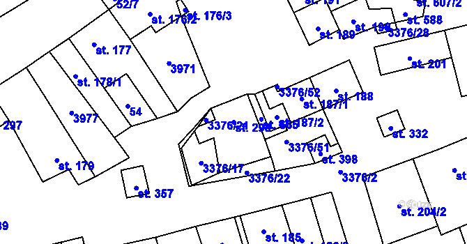 Parcela st. 298 v KÚ Uherčice u Hustopečí, Katastrální mapa