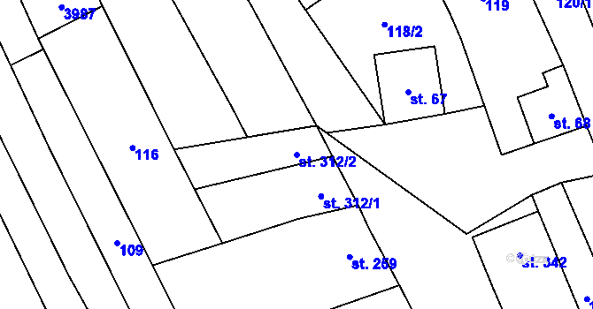 Parcela st. 312/2 v KÚ Uherčice u Hustopečí, Katastrální mapa