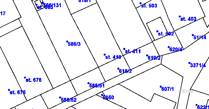 Parcela st. 410 v KÚ Uherčice u Hustopečí, Katastrální mapa