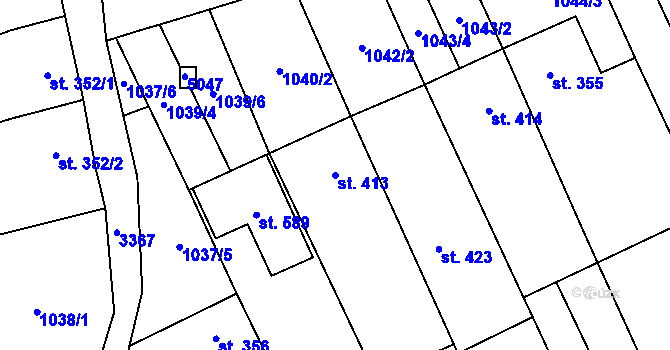 Parcela st. 413 v KÚ Uherčice u Hustopečí, Katastrální mapa