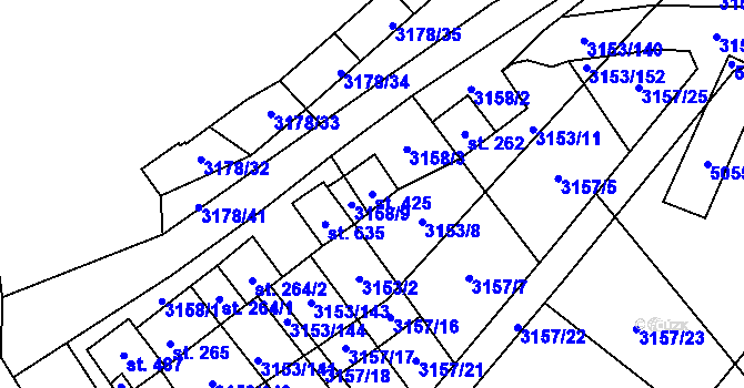 Parcela st. 425 v KÚ Uherčice u Hustopečí, Katastrální mapa