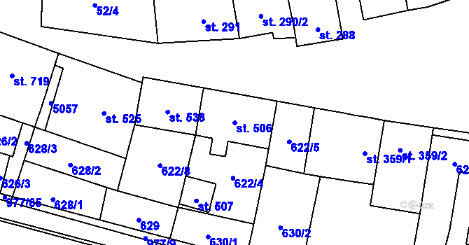 Parcela st. 506 v KÚ Uherčice u Hustopečí, Katastrální mapa
