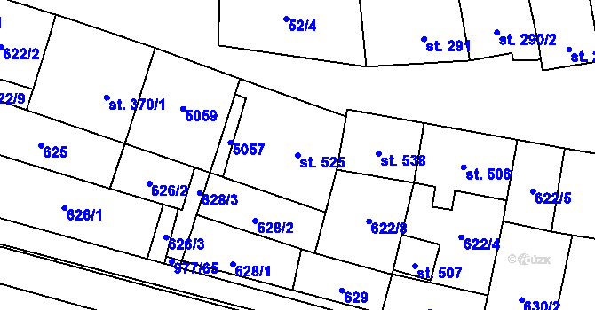 Parcela st. 525 v KÚ Uherčice u Hustopečí, Katastrální mapa