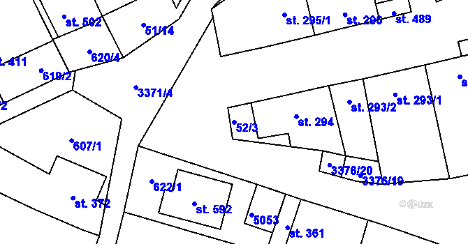 Parcela st. 52/3 v KÚ Uherčice u Hustopečí, Katastrální mapa