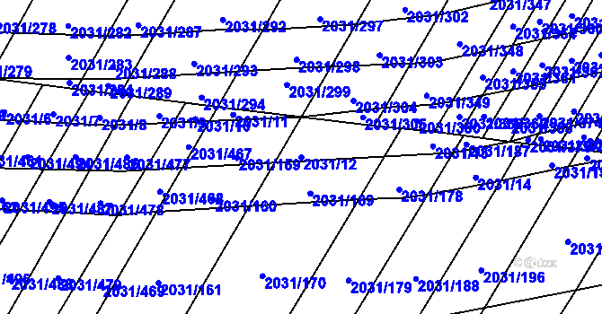 Parcela st. 2031/12 v KÚ Uherčice u Hustopečí, Katastrální mapa