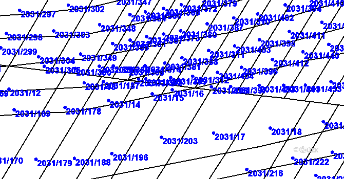 Parcela st. 2031/16 v KÚ Uherčice u Hustopečí, Katastrální mapa