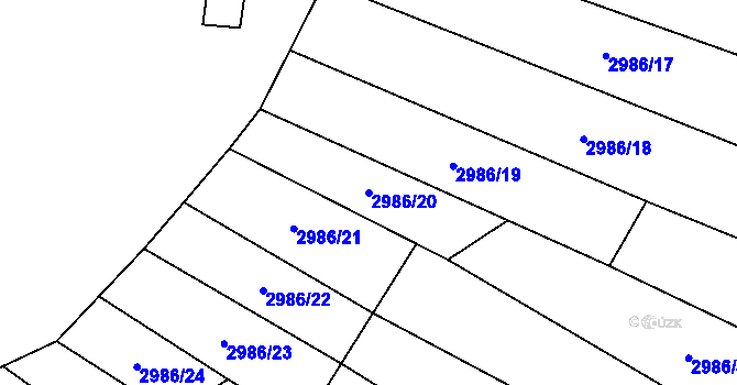 Parcela st. 2986/20 v KÚ Uherčice u Hustopečí, Katastrální mapa