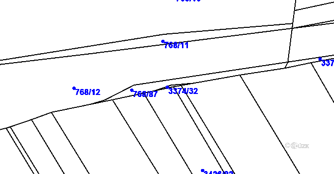 Parcela st. 3374/32 v KÚ Uherčice u Hustopečí, Katastrální mapa