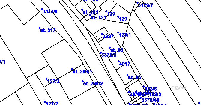 Parcela st. 3376/5 v KÚ Uherčice u Hustopečí, Katastrální mapa