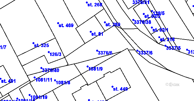 Parcela st. 3376/6 v KÚ Uherčice u Hustopečí, Katastrální mapa