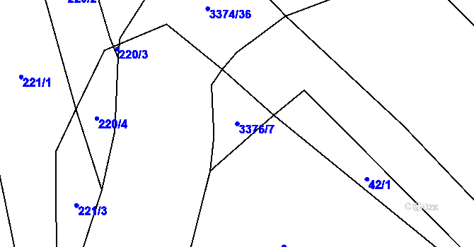 Parcela st. 3376/7 v KÚ Uherčice u Hustopečí, Katastrální mapa