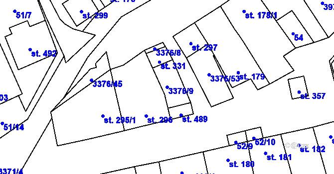 Parcela st. 3376/9 v KÚ Uherčice u Hustopečí, Katastrální mapa