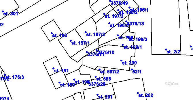 Parcela st. 3376/10 v KÚ Uherčice u Hustopečí, Katastrální mapa