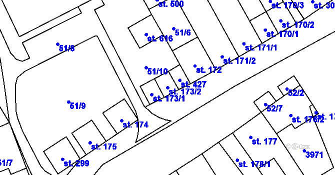Parcela st. 173/2 v KÚ Uherčice u Hustopečí, Katastrální mapa