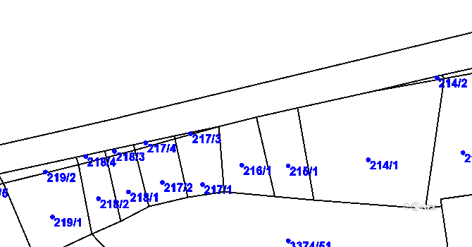 Parcela st. 216/2 v KÚ Uherčice u Hustopečí, Katastrální mapa