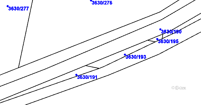 Parcela st. 3630/192 v KÚ Uherčice u Hustopečí, Katastrální mapa