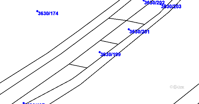 Parcela st. 3630/199 v KÚ Uherčice u Hustopečí, Katastrální mapa