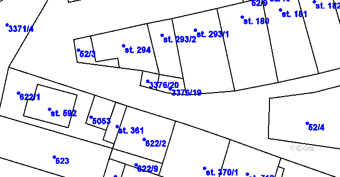 Parcela st. 3376/19 v KÚ Uherčice u Hustopečí, Katastrální mapa