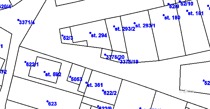 Parcela st. 3376/20 v KÚ Uherčice u Hustopečí, Katastrální mapa