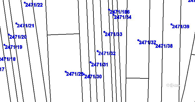 Parcela st. 2471/32 v KÚ Uherčice u Hustopečí, Katastrální mapa