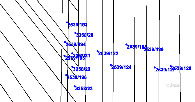 Parcela st. 2539/122 v KÚ Uherčice u Hustopečí, Katastrální mapa