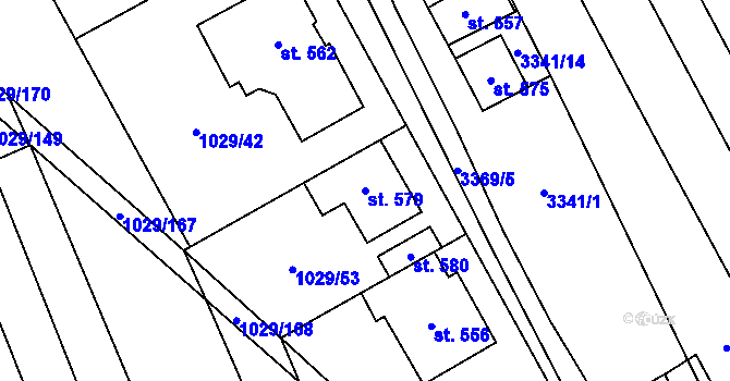 Parcela st. 579 v KÚ Uherčice u Hustopečí, Katastrální mapa