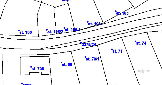 Parcela st. 3376/24 v KÚ Uherčice u Hustopečí, Katastrální mapa