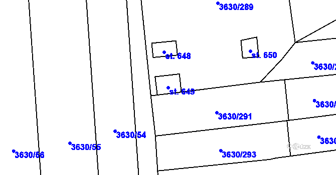 Parcela st. 649 v KÚ Uherčice u Hustopečí, Katastrální mapa