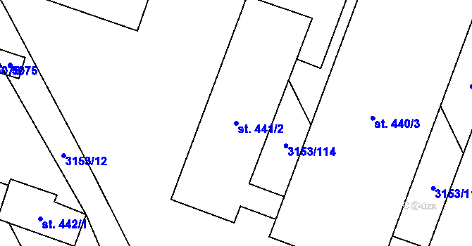 Parcela st. 441/2 v KÚ Uherčice u Hustopečí, Katastrální mapa