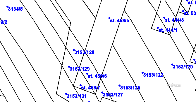 Parcela st. 458/5 v KÚ Uherčice u Hustopečí, Katastrální mapa