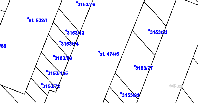 Parcela st. 474/5 v KÚ Uherčice u Hustopečí, Katastrální mapa