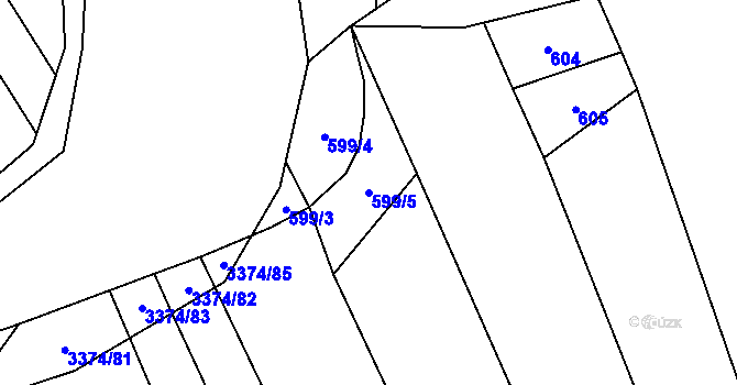 Parcela st. 599/5 v KÚ Uherčice u Hustopečí, Katastrální mapa